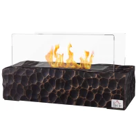 HOMCOM Șemineu pe Bioetanol de Masă cu Arzător de 1,15L și Panou din Sticlă, 33x16x18cm, Negru(m-10)