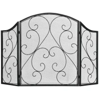 HOMCOM Pare-feu cheminée ou poêle - Pare-étincelles 3 Volets Pliables - dim. 66 x 31 x 81 cm - métal Noir(m-1)