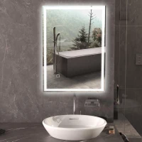 HOMCOM 70 x 50cm LED Bathroom Mirror with Lights, Dimmable Makeup Mirror, Vanity Mirror with 3 Colour, Smart Touch, Anti-Fog(m-11)