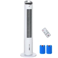 HOMCOM Turmventilator mit Wasserkühlung und Fernbedienung 60W 20㎡ 30 cm x 30 cm x 100,8 cm 3 Modi Weiß(m-1)