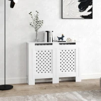 HOMCOM Couvercle de radiateur cache radiateur grille croisée pour salon chambre à coucher en bois 112l x 19P x 81,5H cm blanc(m-10)