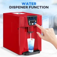HOMCOM 3L Ice Maker Machine and Water Dispenser, 12kg in 24H, 2 Sizes 9 Ice Cubes Ready in 6-10 Mins Ice Machine, Red(m-5)