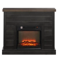 HOMCOM Șemineu Electric 1800W cu Efect de Flacără și Telecomandă, din Lemn, Metal și Sticlă, 96.5x22x81.7 cm, Gri Închis(m-12)