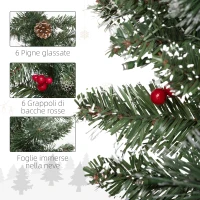 HOMCOM Ghirlanda Natalizia con 50 Luci LED Bianche e Decorazioni, in Plastica e Metallo, 180x30x30 cm, Verde(m-7)