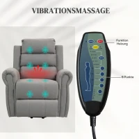 HOMCOM Relaxstoel met opsta-functie, 8 massagepunten, verwarmbare rugleuning, linnenlook, lichtgrijs(m-5)
