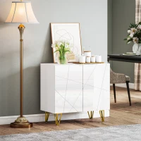 HOMCOM Modern Luxe High Gloss Sideboard, with Hairpin Legs - White(m-10)