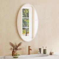 HOMCOM Miroir salle de bain avec éclairage 80 x 50 cm, miroir LED ovale, anti-buée, 3 couleurs lumière, dimmable, transparent(m-9)