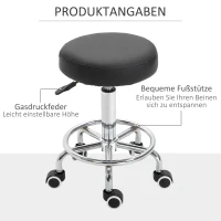 Vinsetto Salonkruk, in hoogte verstelbaar, kunstleer, tot 110 kg, Ø42x50-64H cm, Zwart(m-8)