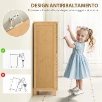 kleankin Mobiletto Bagno Salvaspazio in Legno con Armadietto, 2 Ante e 2 Ripiani Aperti, 50x29x92 cm(m-7)