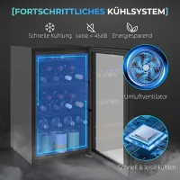 HOMCOM Weinkühlschrank 24 Flaschen, 68 Liter Kapazität, 4–16 °C Standgerät für Getränke, Bier und Wein mit Glas-Tür, Schwarz(m-4)