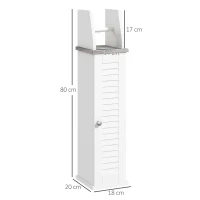 kleankin Toilet Roll Holder Cabinet, Slim Freestanding Bathroom Cabinet with Adjustable Shelf, Toilet Roll Storage Unit, White(m-3)