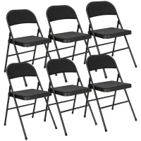 HOMCOM Lot de 6 chaises pliantes chaises de salle à manger portables cadre en acier 45 x 46 x 78 cm noir(m-12)