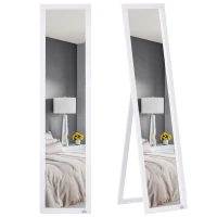 HOMCOM Volledige Lichaamsspiegel, Vrijstaand of Wandmontage, MDF-Frame, 37 x 37 x 154 cm, Wit(m-11)