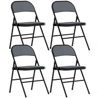 HOMCOM Lot de 4 chaises pliantes chaises de salle à manger portables cadre en acier 45 x 46 x 78 cm gris(m-1)