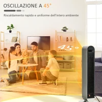 HOMCOM Stufetta Elettrica a 3 Modalità di Riscaldamento Regolabile con Telecomando, Φ25x73.5 cm, Argento(m-7)