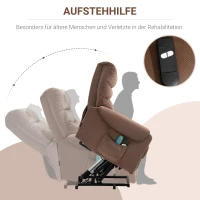 HOMCOM tv-stoel opstahulp stoel met massagefunctie verwarming lichtbruin(m-7)