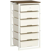 HOMCOM Bedroom Chest of Drawers, 6-Drawer Dresser, Tall Storage Drawer Unit with Steel Frame for Living Room, White(m-1)