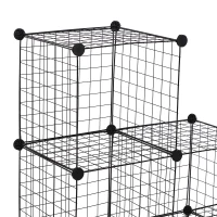 HOMCOM DIY 6 Cube Metal Wire Rack Interlocking Storage Cabinet Living Room Organiser Display Shelves Black(m-4)