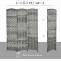 HOMCOM Separador de Ambientes de 3 Paneles Biombo Plegable 135x180 cm Pantalla de Privacidad de Polipropileno Gris Mixto(m-4)