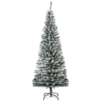 HOMCOM Kunstkerstboom 180 cm Potloodden met Sneeuw, 492 Toppen voor Binnen(m-1)