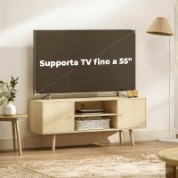 HOMCOM Mobile TV 55" max con 2 Armadietti e 2 Ripiani Aperti, in Legno e Truciolato, 120x34x50 cm, Color Legno(m-7)