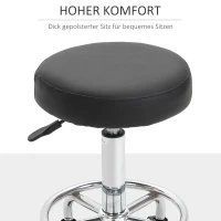 Vinsetto Salonkruk, in hoogte verstelbaar, kunstleer, tot 110 kg, Ø42x50-64H cm, Zwart(m-5)