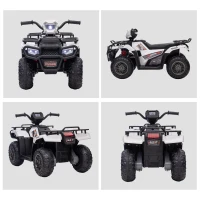 HOMCOM 12V Kids Quad Bike with Forward, Reverse Functions, Ride-On ATV w/ Music, LED, Headlights, for Ages 3-5 Years - White(m-8)