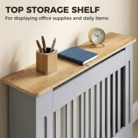 HOMCOM Slatted Radiator Cover, Painted Cabinet with Line Grill Design, 112L × 19W × 81H cm, Grey(m-5)