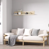HOMCOM Estante Flotante de Madera Balda de Pared para Salón Dormitorio Pasillo Cocina Baño 120x15x20 cm Roble y Blanco(m-10)