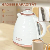 HOMCOM Elektrische Waterkoker, 1,7L, 2,2kW, Snelkookfunctie met Afneembaar Wasbaar Anti-kalkfilter(m-5)