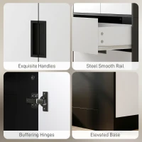 HOMCOM 2 Door Wardrobe, Modern Wardrobe with 3 Drawers and Hanging Rod for Bedroom, Black(m-5)