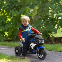 HOMCOM Elektro-Kindermotorrad für Kinder 37-95 Monate Blau+Weiß(m-10)