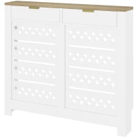 HOMCOM Couvercle de radiateur, cache radiateur avec placard rabattable et étagère supérieur, 108 x 19 x 95,5 cm, blanc(m-12)