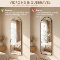 HOMCOM Espelho de Parede Arqueado com Luz LED, 120x40 cm, Sem Moldura, 3 Temperaturas de Cor, Brilho Ajustável, Transparente(m-7)