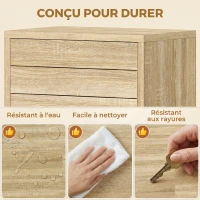 HOMCOM Meuble de Salle de Bain en Bois avec Étagère Réglable et Porte à Lamelles, Ouverture Pression, 34 x 23 x 84 cm, Naturel(m-8)
