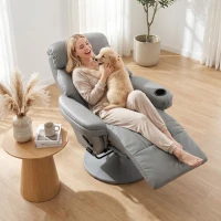 HOMCOM Upholstered Reclining Armchair, Manual Recliner Chair with Footrest and Adjustable Backrest, Grey(m-7)