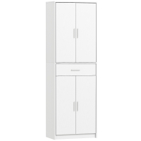 HOMCOM Armoire de cuisine moderne avec placards à portes, étagères réglables et tiroir, 60 x 35 x 180 cm, blanc