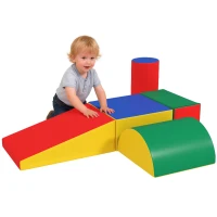 HOMCOM Zachte Bouwstenen, Klim- en Krabbelspeelgoed, Kunstleer, EPE-Schuim, Veelkleurig, Verschillende Vormen(m-11)