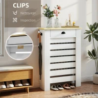 HOMCOM Couvercle de radiateur cache radiateur grille à lattes horizontales avec 2 tiroirs en bois 78l x 19P x 95,5H cm blanc(m-5)