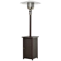 Outsunny Heizstrahler 13kW Terrassenstrahler Rattan Heizpilz Gartenheizung Standheizstrahler Ablage Ø81 x H217,9 cm(m-10)
