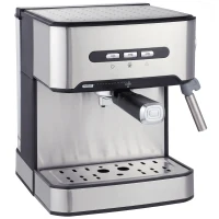 HOMCOM Espresso Machine, 20-Bar Semi Automatic Cappuccino Coffee Maker with Frother Wand, 1.6 L Water Tank, Black and Silver(m-1)