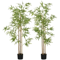 HOMCOM Plante artificielle Bambou arbre artificiel hauteur 180 cm avec pot, décoration interieur, très réaliste