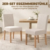 HOMCOM Esszimmerstühle im 2er-Set, moderne Leinen-Polsterstühle mit gepolstertem Sitz und Rückenlehne, Beine aus Kautschukholz(m-4)