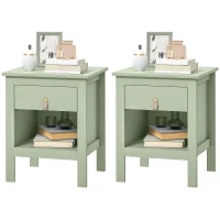 HOMCOM Lot de 2 tables de chevet avec tiroir et compartiment ouvert, 45 x 40 x 55 cm, vert(m-11)