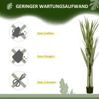 HOMCOM Künstliche Yucca groß 190cm Kunstpflanze, Plastik Künstliche Pflanze im Topf, 17 x 17 x 190 cm Smaragdgrün(m-6)