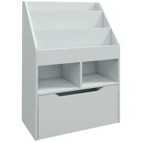 HOMCOM Kinderregal mit Schublade, Bücherregal mit Fächern, 60 x 29,9 x 90 cm, Grau(m-1)