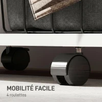 HOMCOM Armoire penderie vêtement dressing mobile 4 roulettes avec tringle à vêtements et étagères ouvertes, blanc(m-5)