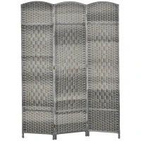 HOMCOM Separador de Ambientes de 3 Paneles Biombo Plegable 135x180 cm Pantalla de Privacidad de Polipropileno Gris Mixto(m-11)