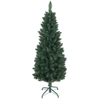 HOMCOM Árbol de Navidad Tipo Lápiz 150 cm con Base Plegable y 317 Ramas para Dormitorio Oficina Verde(m-11)