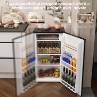 HOMCOM Mini Frigider 91L MonoPortă Reversibil cu Congelator și Temperatură Reglabilă, Negru(m-7)